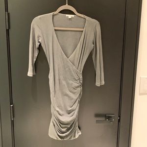 Sz1 James Perse 3/4 sleeve dark grey wrap dress